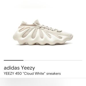 Addidas Yeezy 450 Cloud White Sneakers Size 41